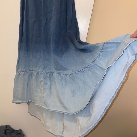 International Concepts Ombre Blue Denim Asymmetrical Maxi Dress Large NWT - Picture 2 of 10